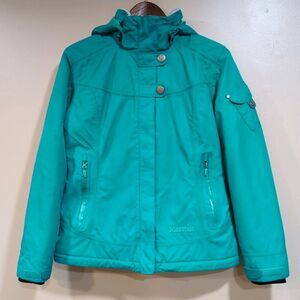 Marmot Portillo Insulated Jacket Blue Green Teal Hooded Snap Coat Women's Small